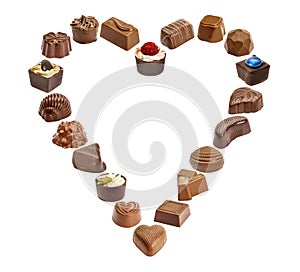 Set of chocolate candie, chocolate collection photo