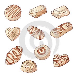 Set Chocolate candies. Vector illustration Hand drawing