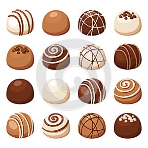 Set of chocolate candies. Vector illustration.