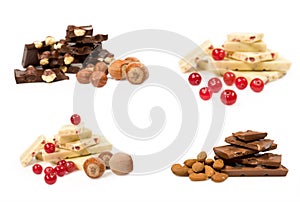Set of chocolate with nuts and berries