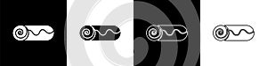 Set Chocolate roll cake icon isolated on black and white background. Vector