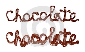 Set of Chocolate words made of liquid chocolate, isolated on transparent background