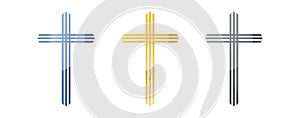 Set christian cross icon. Symbol of Christianity on a white background. Vector illustration