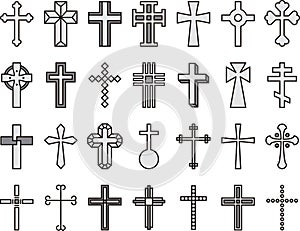 Set of Christian crosses