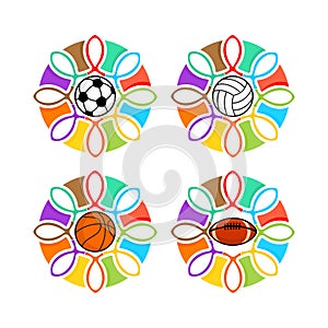 A set of Christian sports logos. Teams of Christians and various sports. Emblem for competition, ministry, conference, seminar photo