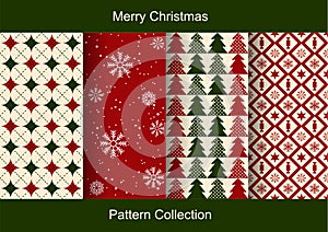 Set of Christmas abstract vector paper with Christmas symbols and design elements.