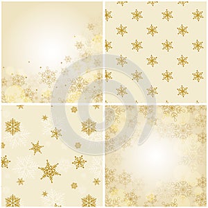 Set of christmas backgrounds with snowflakes.