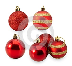 Set of Christmas ball decoration isolated on white background with clipping path.