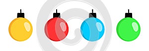 Set of Christmas balls. Christmas decorations in different colors. Vector illustration