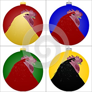 Set of Christmas balls with illustration