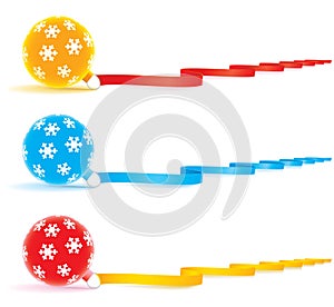 Set of Christmas bulbs and ribbons(vector, CMYK)