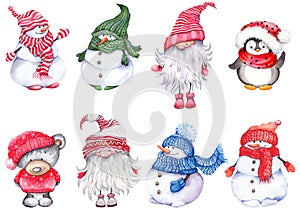 Set of Christmas cartoon characters