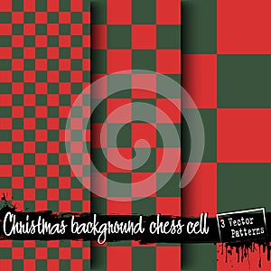 Set of Christmas chess cell backgrounds