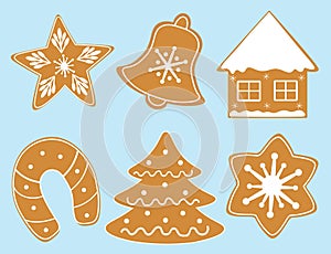 Set of Christmas cookies vector illustration.