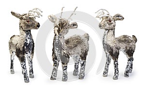 Set of Christmas deer decorative elements  on white background, Clipping path included