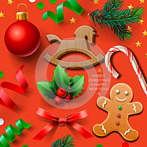 Set of Christmas element