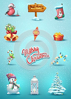 Set of Christmas elements