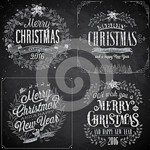 Set of Christmas emblems - Chalkboard.