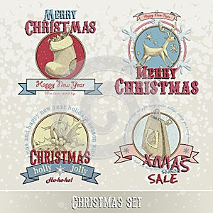 Set of Christmas emblems and designs