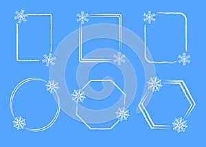 A set of Christmas frames on a blue background. Vector flat Illustration.
