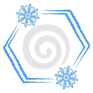A set of Christmas frames on a blue background. Vector Illustration