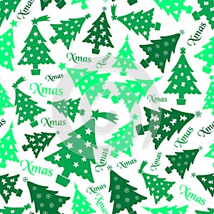 Set of christmas green tree decoration seamless pattern eps10