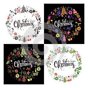 Set Christmas greeting cards