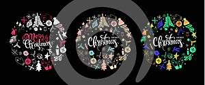 Set Christmas greeting cards