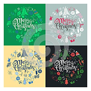 Set Christmas greeting cards