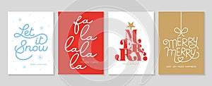 Set of christmas and happy new year greeting cards