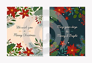 Set of Christmas and Happy New Year greeting cards templates