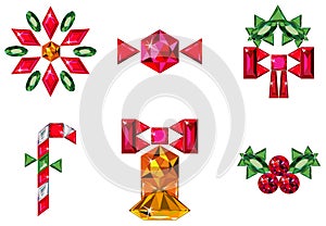 Set of christmas or holiday elements made from pre