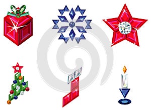 Set of christmas or holiday elements made from pre