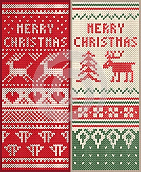 A set of Christmas knitted pattern with deer