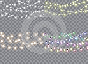 Set of christmas lights isolated realistic design elements.