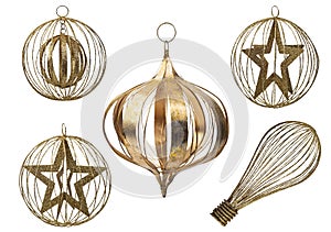 Set of Christmas Metal decorative elements isolated on white background,Clipping path included.