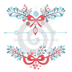 Set of Christmas and New Year decorative elements