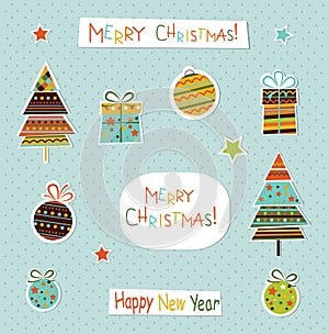 Set of Christmas and New Year elements. Vector