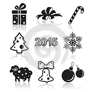 Set of christmas and new year flat icons