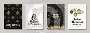 Set of Christmas and New Year greeting card.  Background with Christmas decor. Vector illustration.