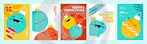 Set of Christmas and New Year greeting cards