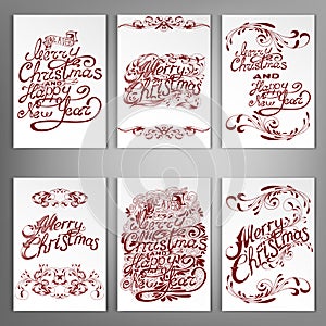 Set Of Christmas And New Year Greeting Cards.