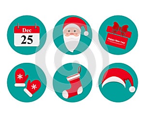 Set of Christmas and New Year icons. Vector illustration