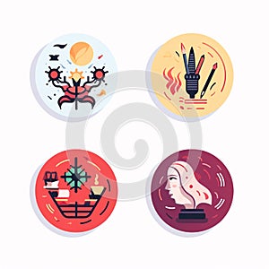 Set of Christmas and New Year Icons. Vector Illustration