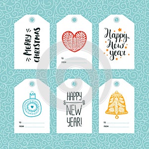 Set of Christmas and New year tags