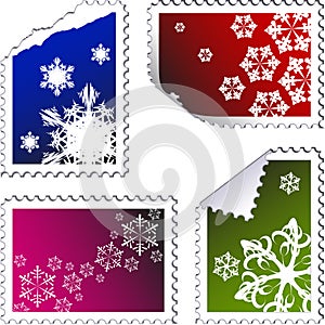 Set of christmas post stamps