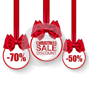Set of christmas sale paper balls with bows