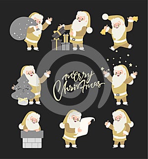 Set of christmas Santa Claus. vector illustration. Merry christmas design elements. xmas background. Vector personage