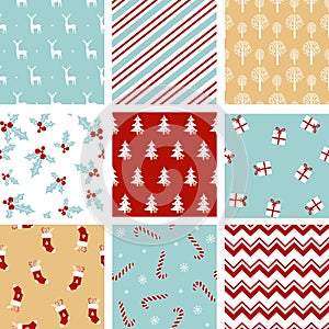Set Christmas seamless pattern.