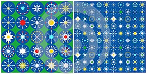 Set of Christmas seamless pattern with snowflakes.